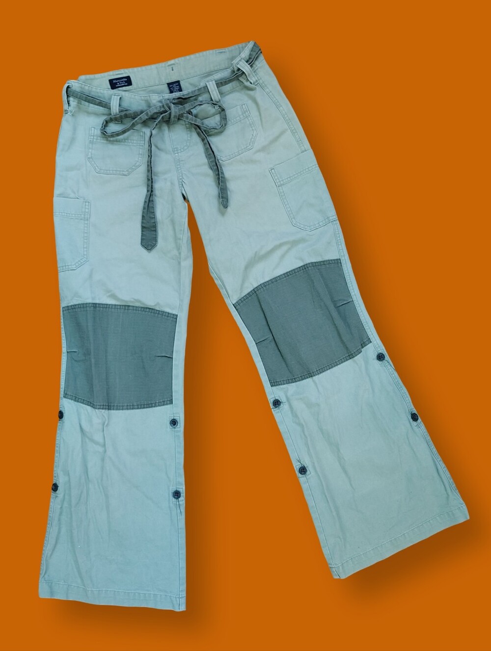 Vintage Y2K Abercrombie & Fitch Cargo Pants Olive Green Baggy Utility Sz Small